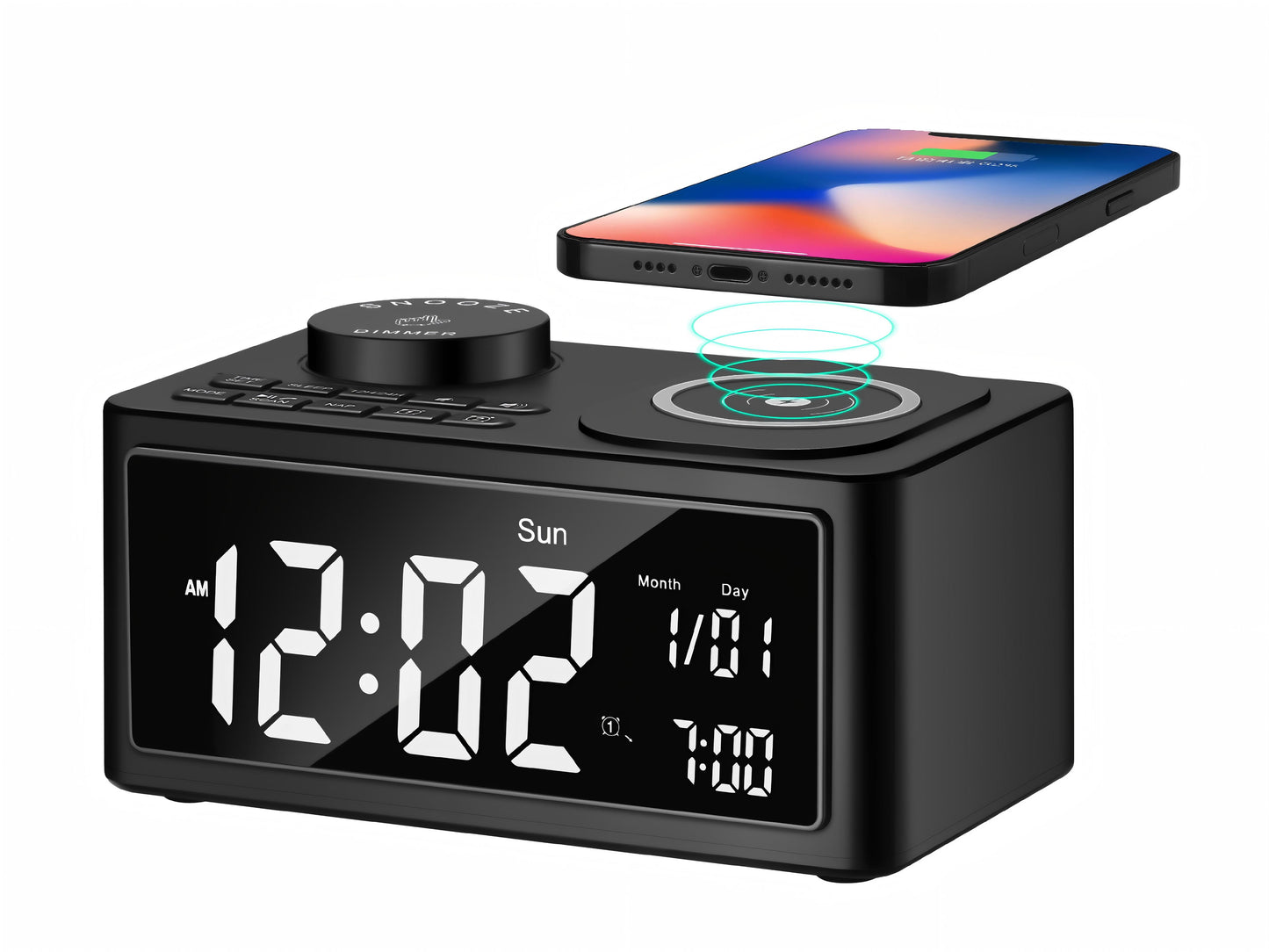 Multi-function wireless charging Bluetooth alarm clock speaker radio stereo