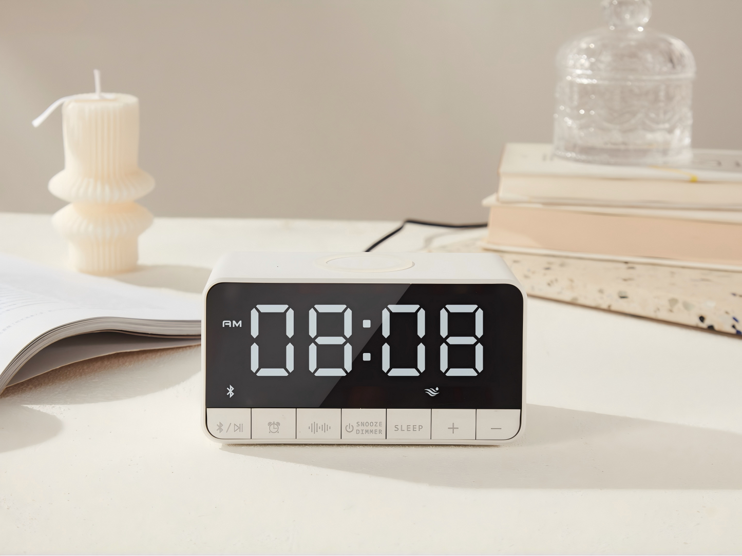 Bluetooth Speaker with Alarm Clock and WirelessCharging Function