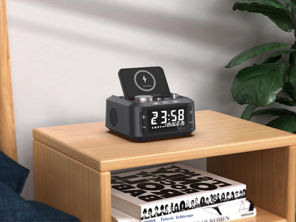 Active products mobile phone stand wireless fast charging multi-function Bluetooth alarm clock radio subwoofer ambient night light Type-C PD fast charging function